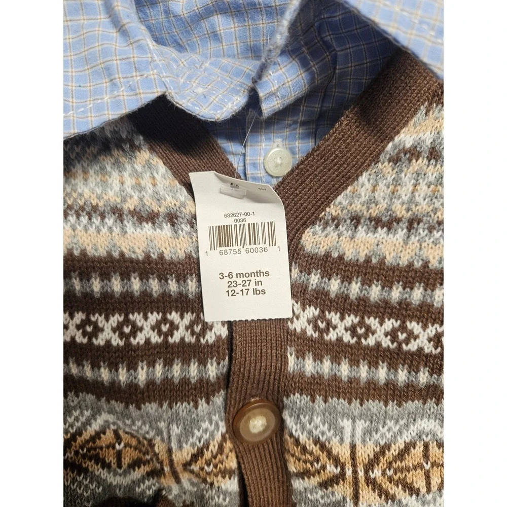 Baby Gap 3-6 Months Plaid Shirt and Fair Isle Knit Sweater Vest Set NWT 682627